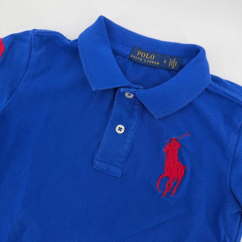 Kids Polo‎ Ralph Lauren Blue Short Sleeve Polo Shirt Big Pony 3 Red Size 5